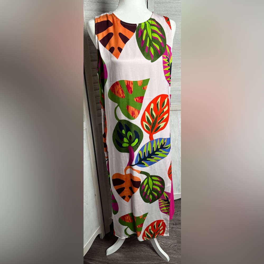 IC Collection Multi-Color Long Duster W/ Leaf Pattern - Picture 7 of 12
